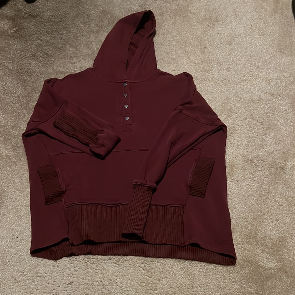 BUCKETLIST Brand Maroon Hooded Pullover+ Quarter Snap Up Front+ Kangaroo Pocket.